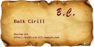 Balk Cirill névjegykártya
